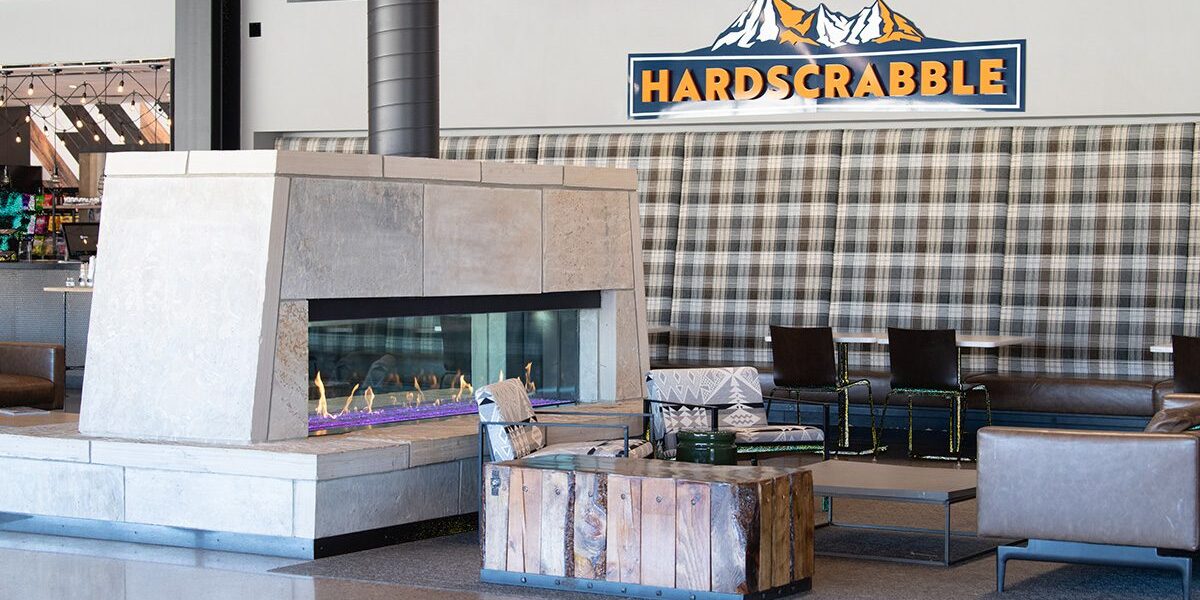 Fireplace inside airport